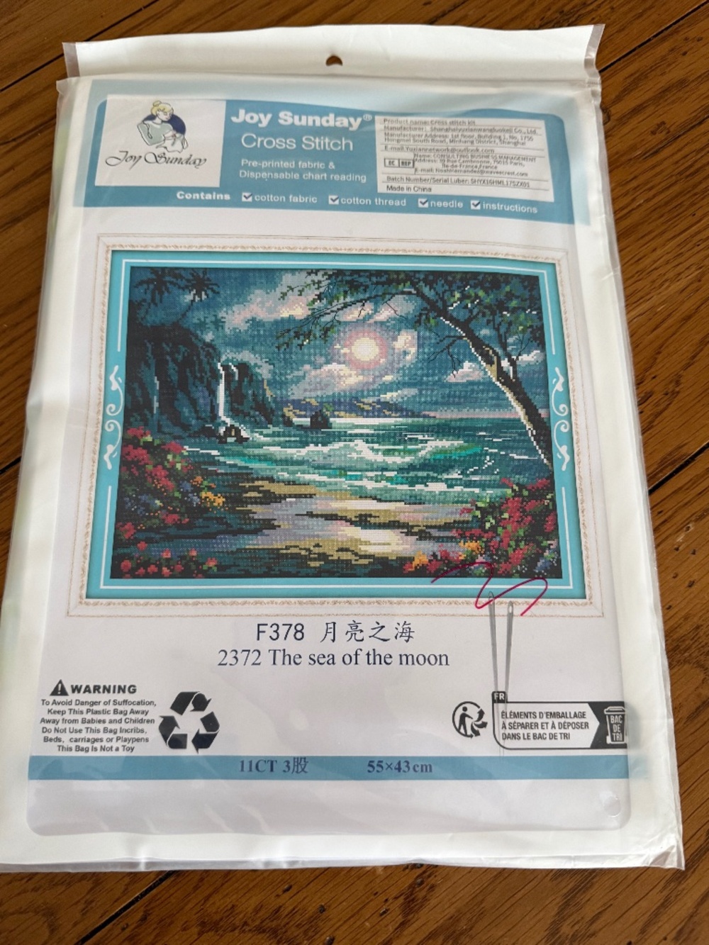 Sea & Moon Joy Sunday Cross Stitch Kit 11 CT Aida Pre-Printed